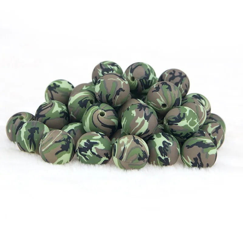 A-6019- 15mm Camouflage Silicone Beads