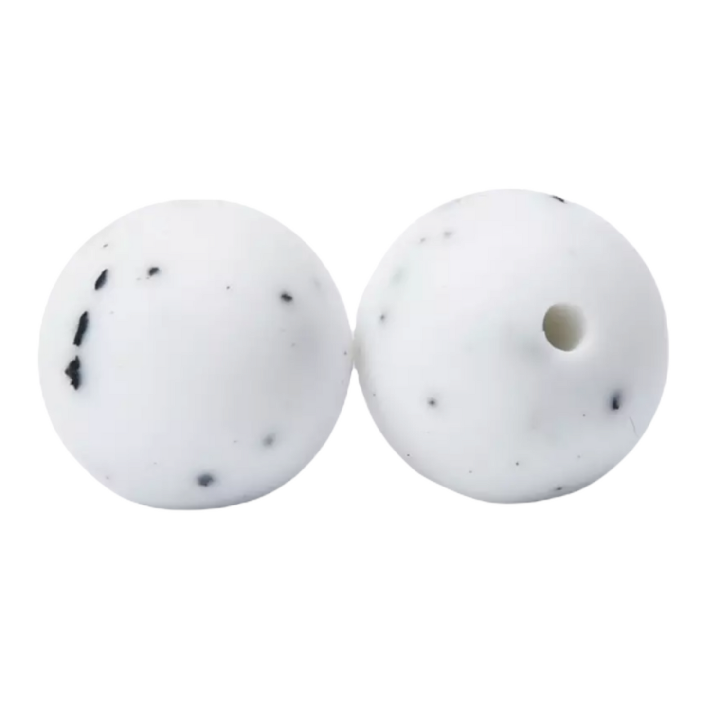 #789 - White 15mm "Granite" Silicone Beads