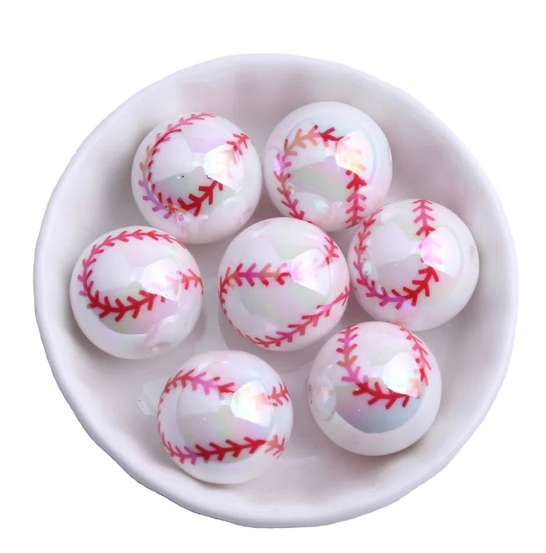 #684 - Opal Baseball Acrylic Beads (1 Count)