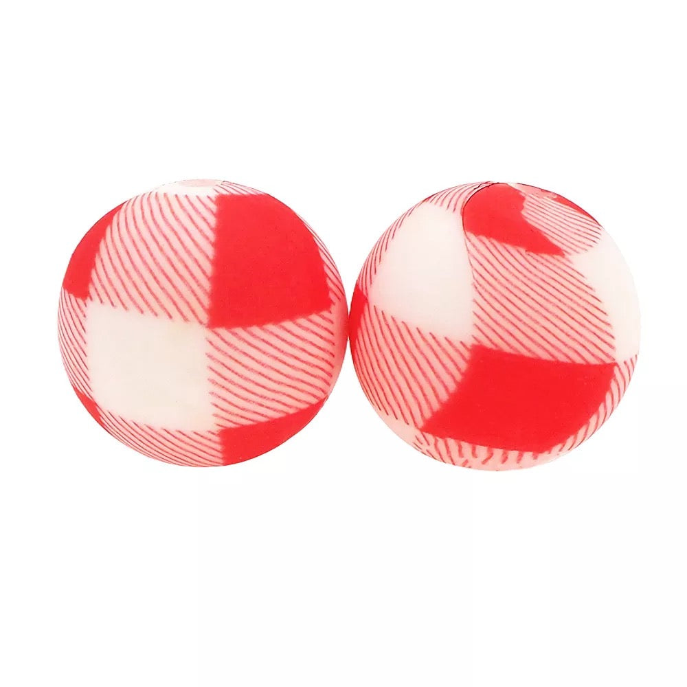 12mm- P-16- "Picnic Plaid" Silicone Beads