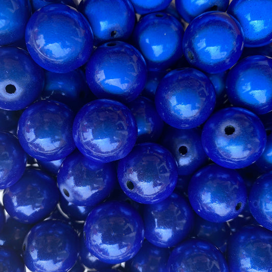 #179- 12mm "Blue' Miracle Acrylic Bubble Gum Beads (20 Count)