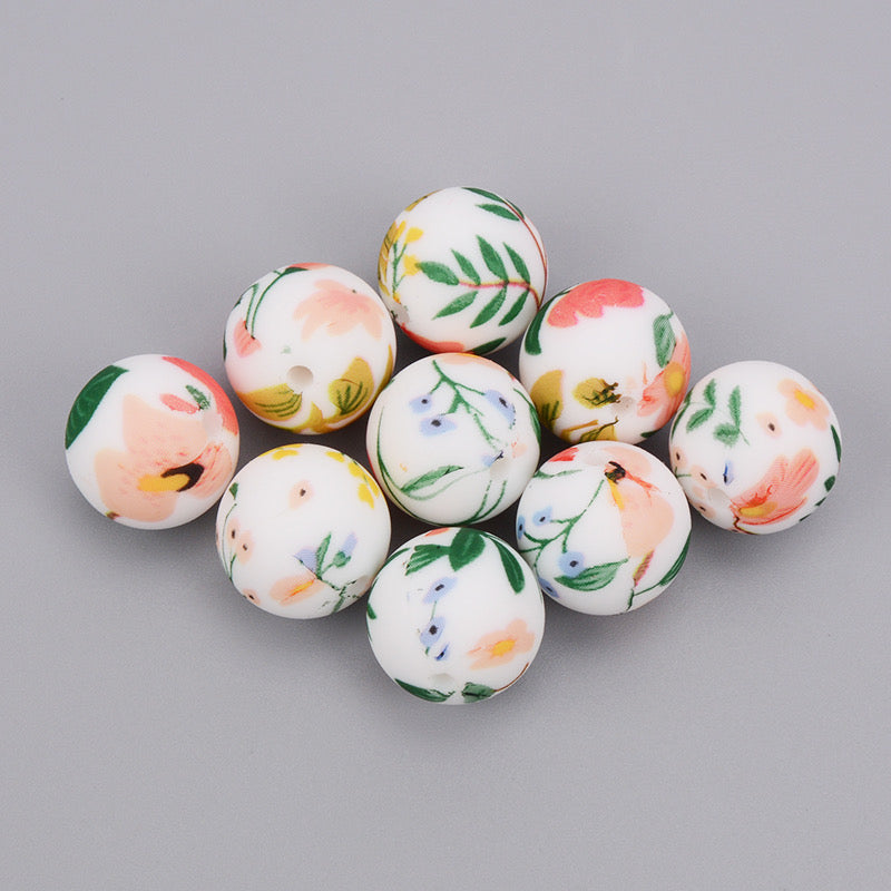 #806 - 19mm "Spring Floral" Silicone Beads