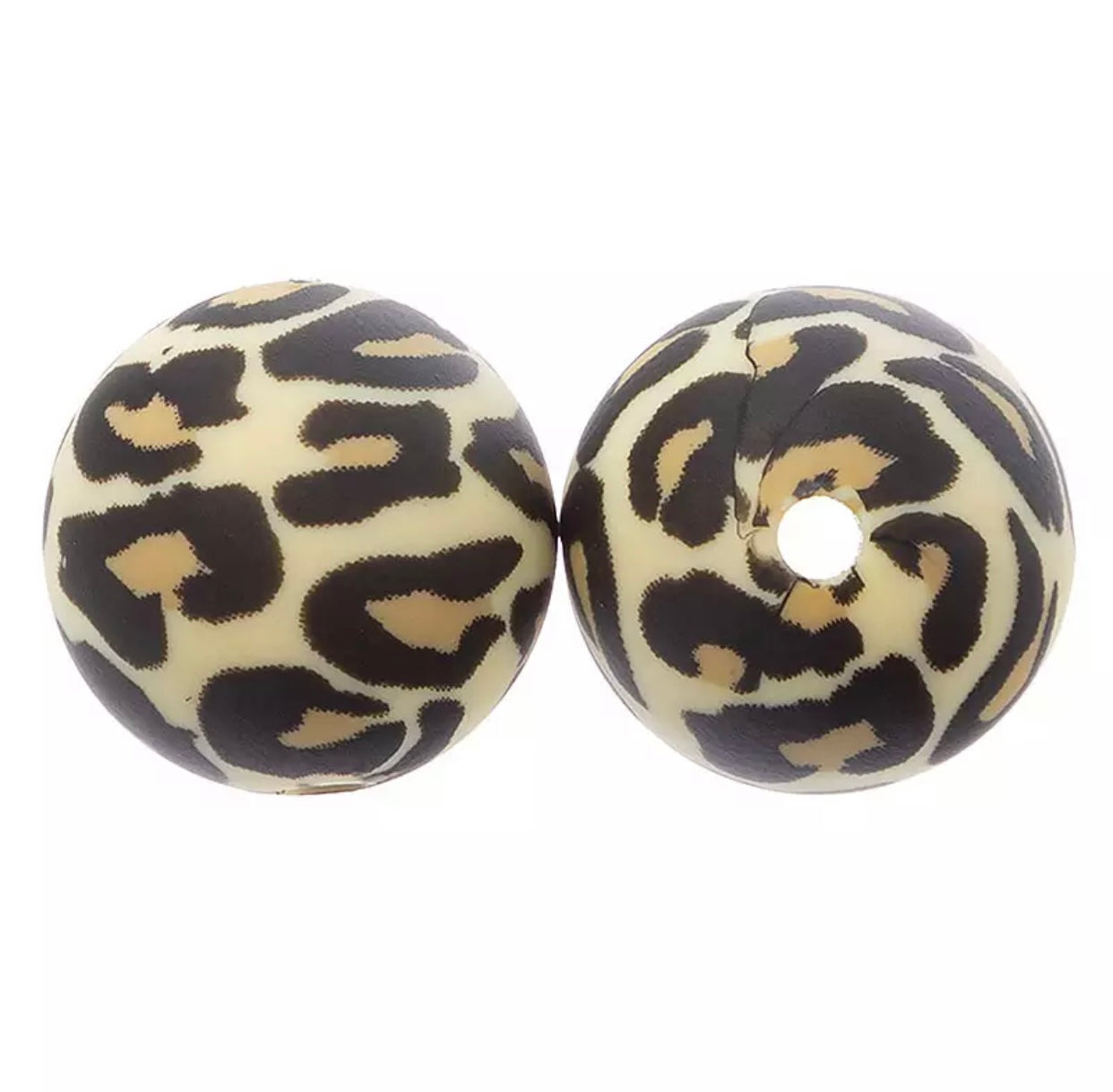 A-6005- 15mm “Beige" Leopard Silicone  Beads