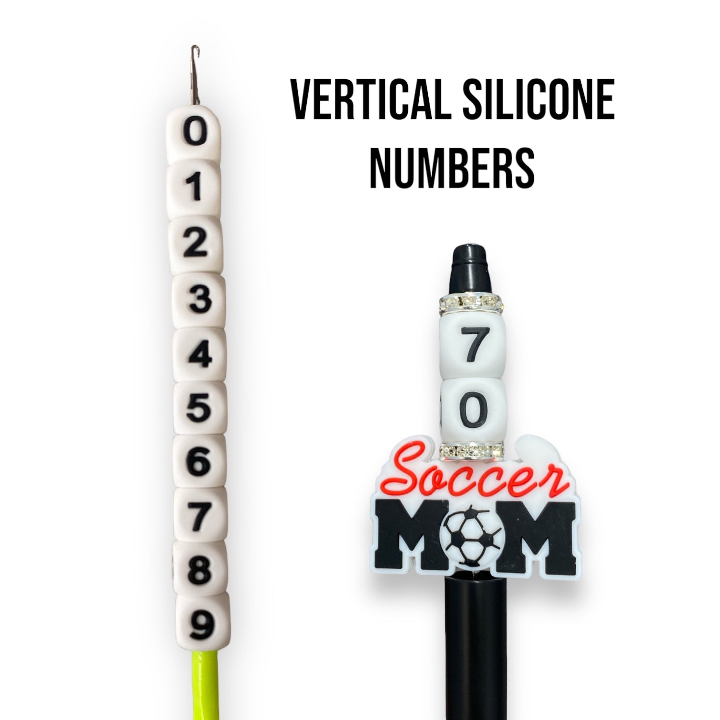 Vertical #s- 12mm x 12mm Silicone Beads