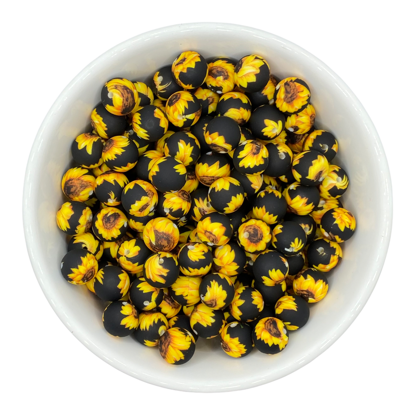 12mm-  P-29-Sunflower Black Silicone  Beads