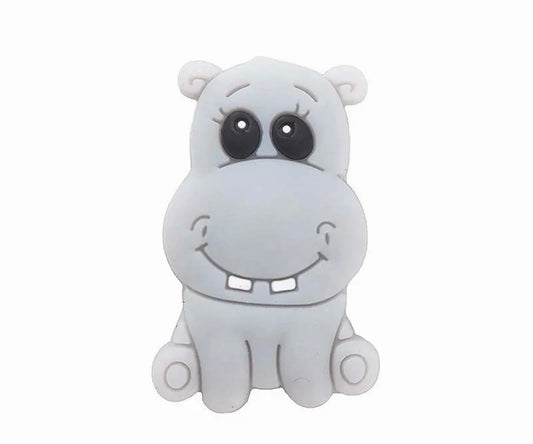 T447 - Gray Hippo Silicone (1 Count) Focal Bead