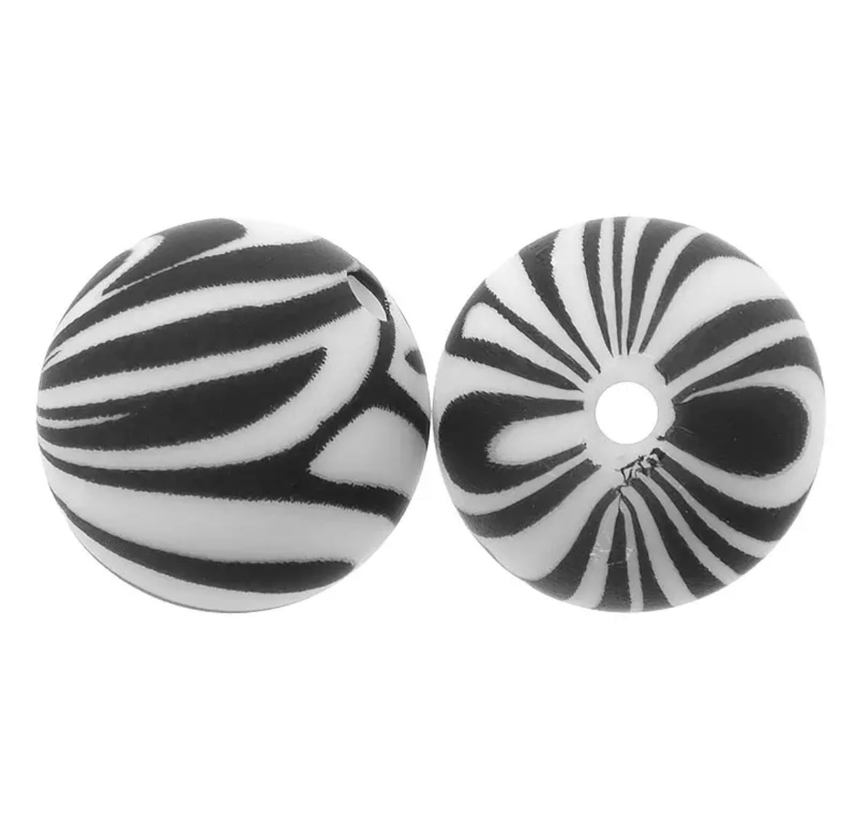 12mm- A-10- Zebra Silicone Beads