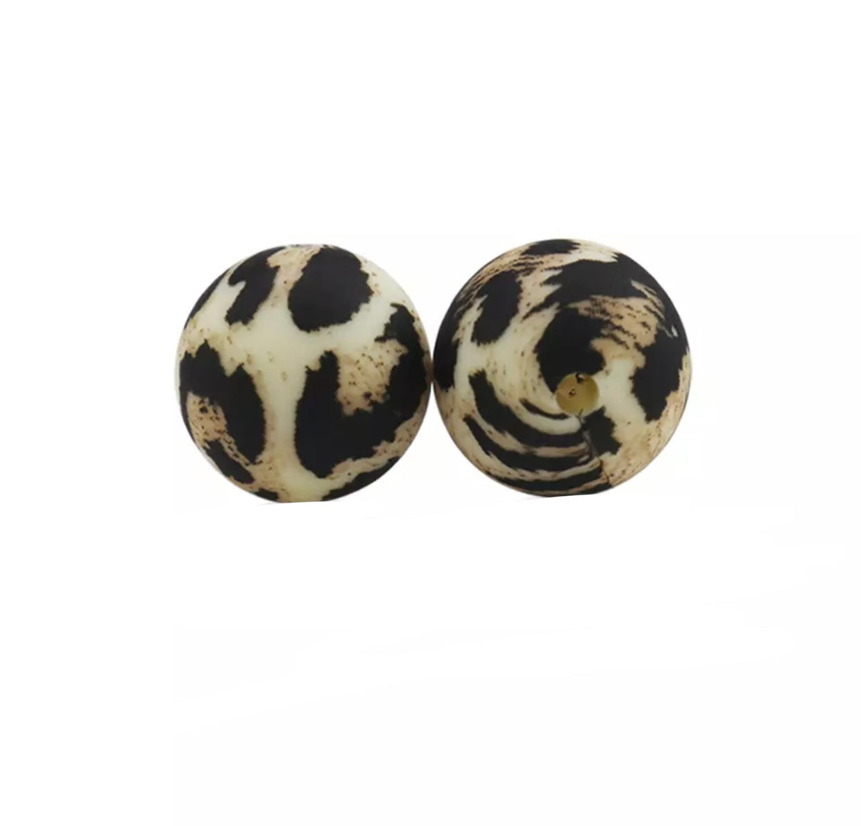 12mm- P-03- Rose Gold Leopard  Silicone  Beads