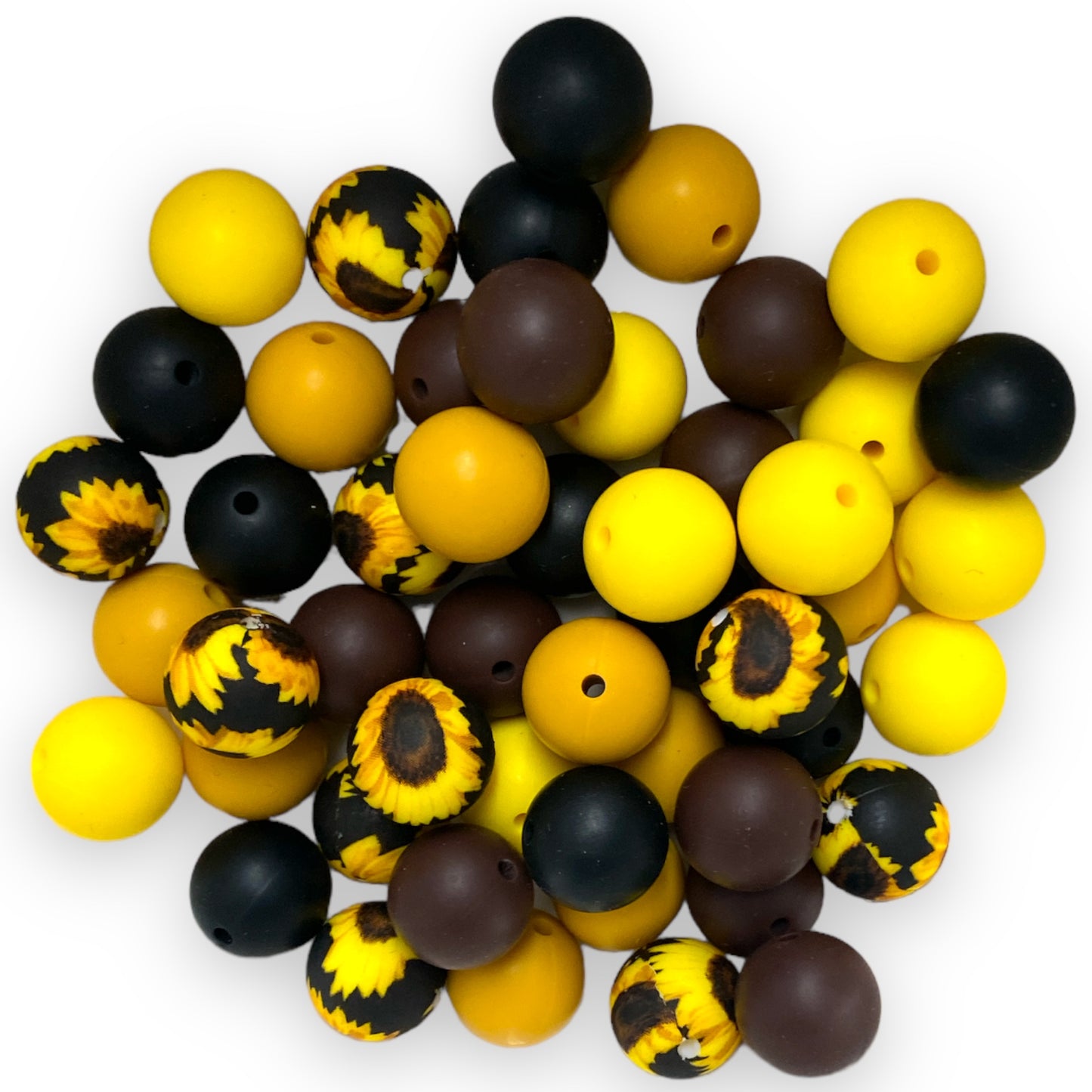 "Sunflower Fields" 15mm Silicone 50 Count Bead Pack – Ideal for Beadable Pens & Keychains