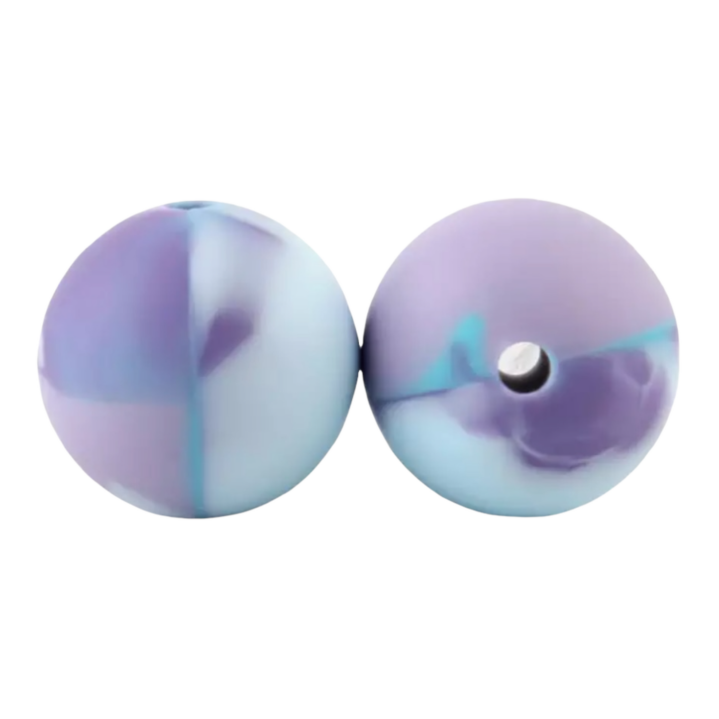 T180- 12mm "Purple/Blue" Tye-dye Silicone  Beads