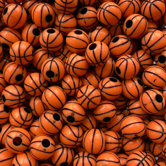 #4-  12mm Basketball Acrylic Chunky Bubblegum Beads (20 Count)