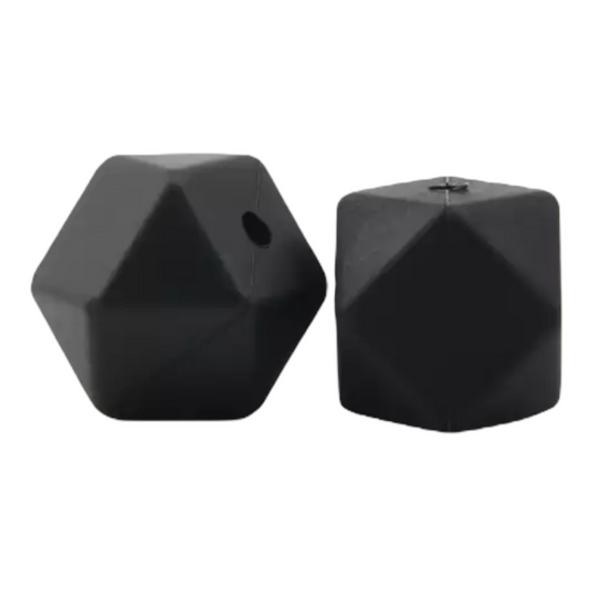 Black Silicone Hexagon Bead (14mm or 17mm) (1 Count)