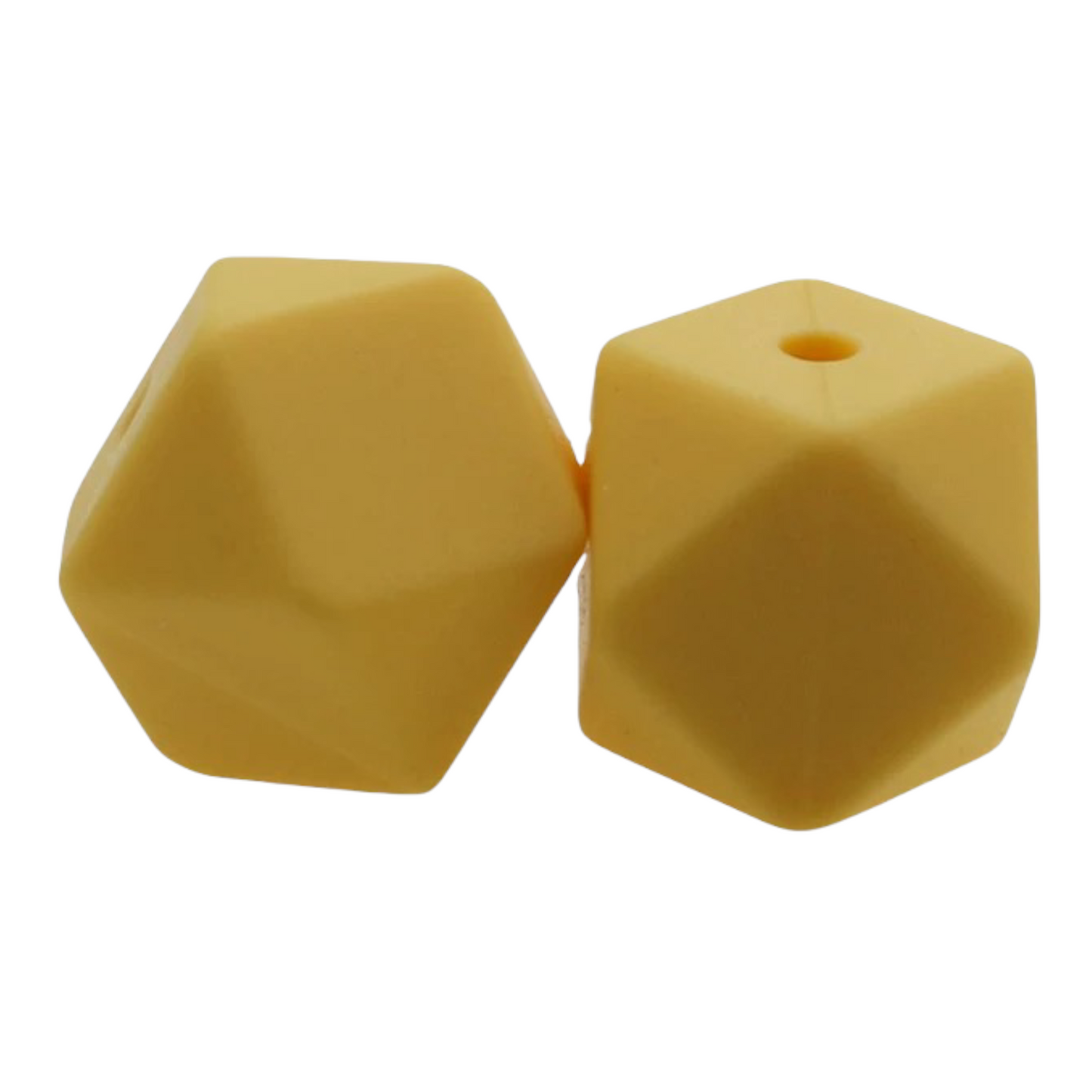 Yellow Silicone Hexagon Bead (14mm or 17mm) (1 Count)