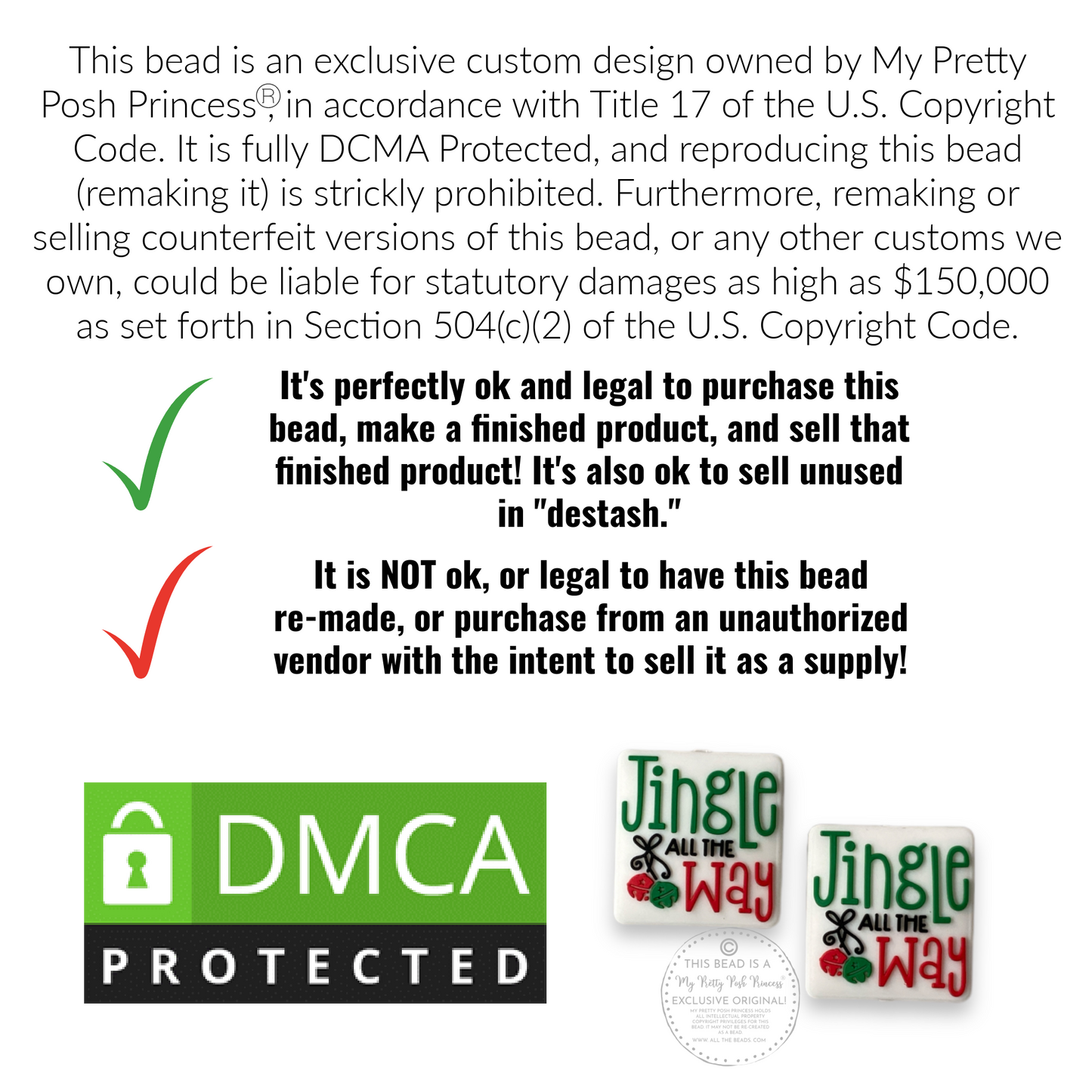 X15 - Jingle All The Way -Exclusive Focal (1 Count) Bead Silicone *Copyright