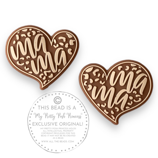 e567 - "Mama Heart"  Exclusive  Focal Bead Silicone (1 Count)