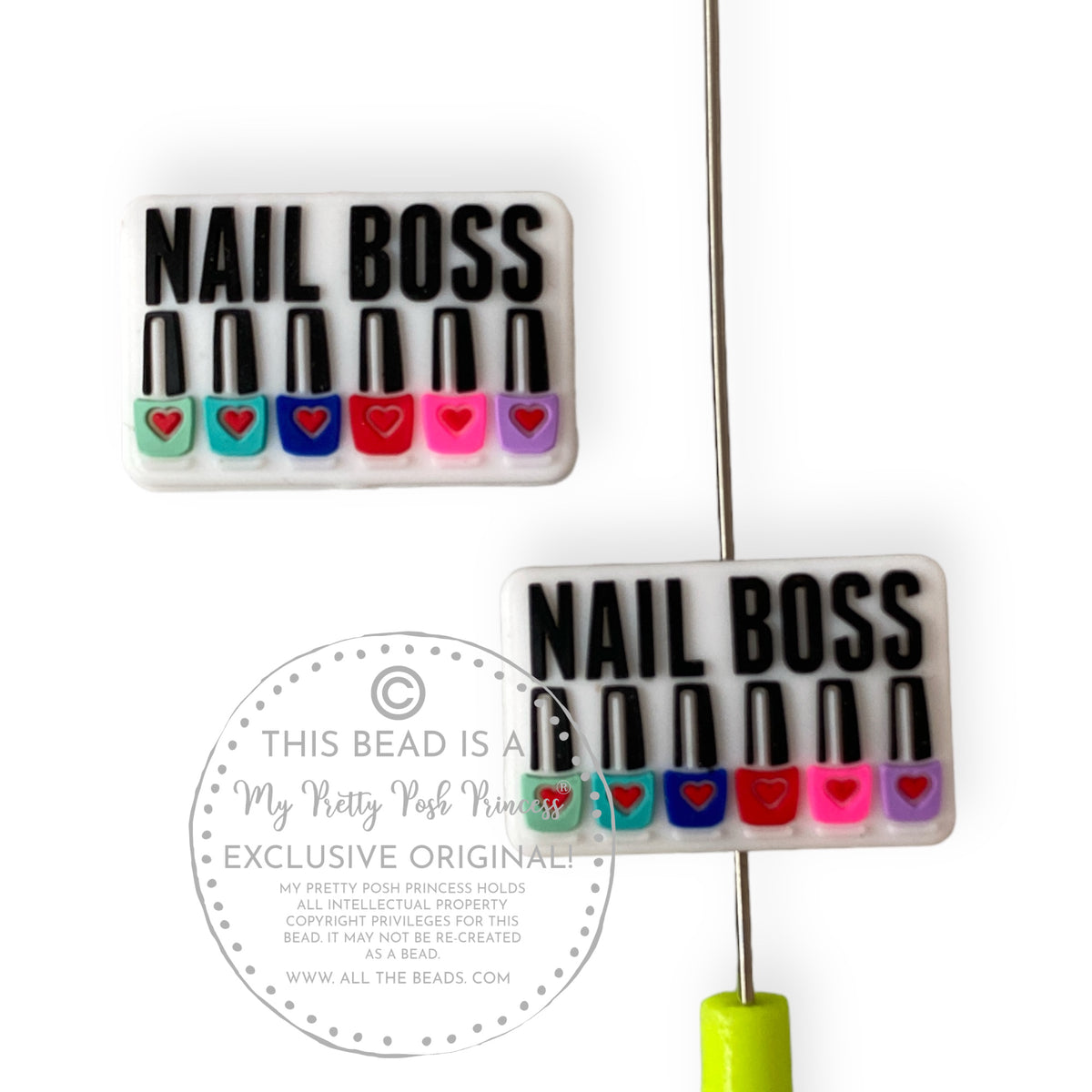 e525- "Nail Boss"  Exclusive  Focal Bead (1 Count) Silicone