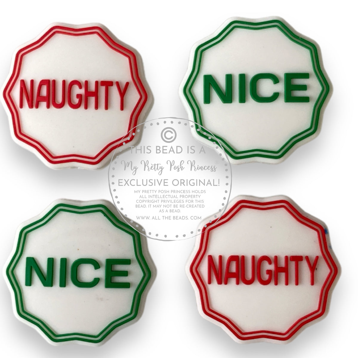 X1 - Naughty/Nice -Two Sided- "Exclusive"  Focal (1 Count)  Bead Silicone