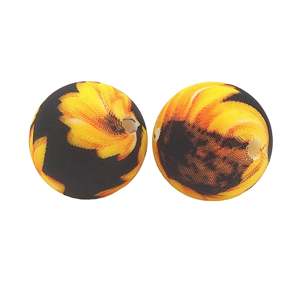 12mm-  P-29-Sunflower Black Silicone  Beads