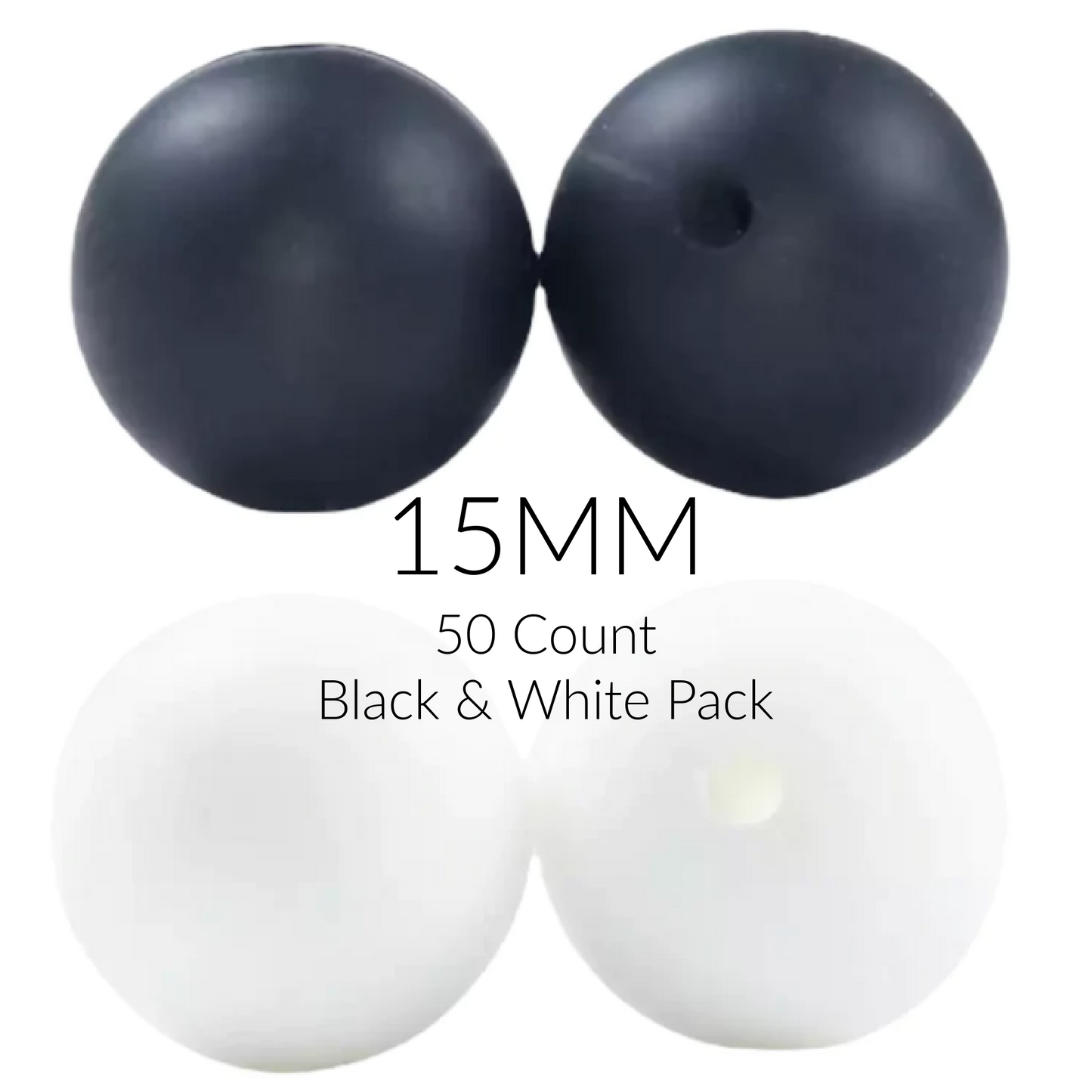 CK- 238  - 15mm Round Black/White Silicone 50 Count Pack X_________