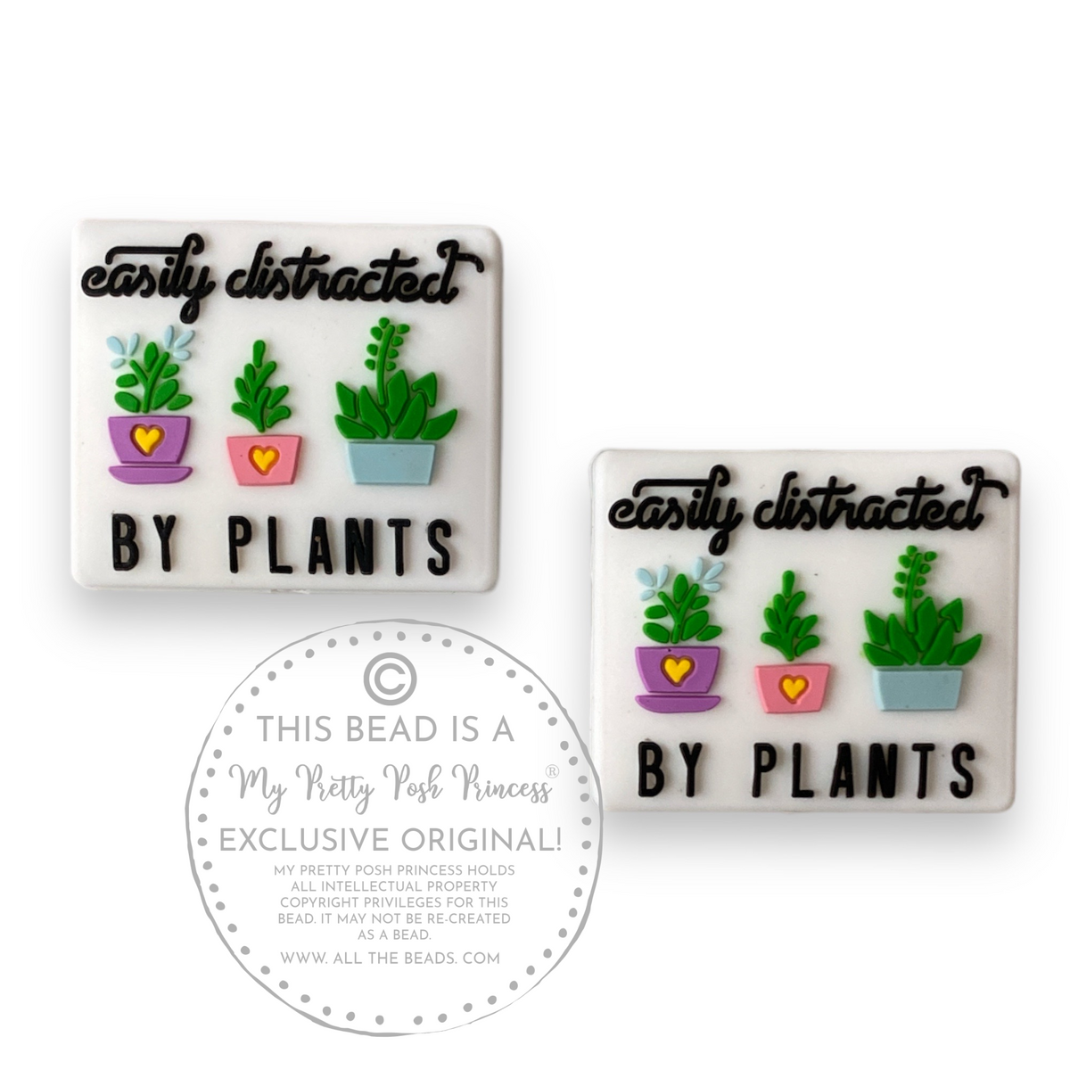 h949- "Easily Distracted By Plants"  Exclusive  Focal Bead Silicone (1 Count)
