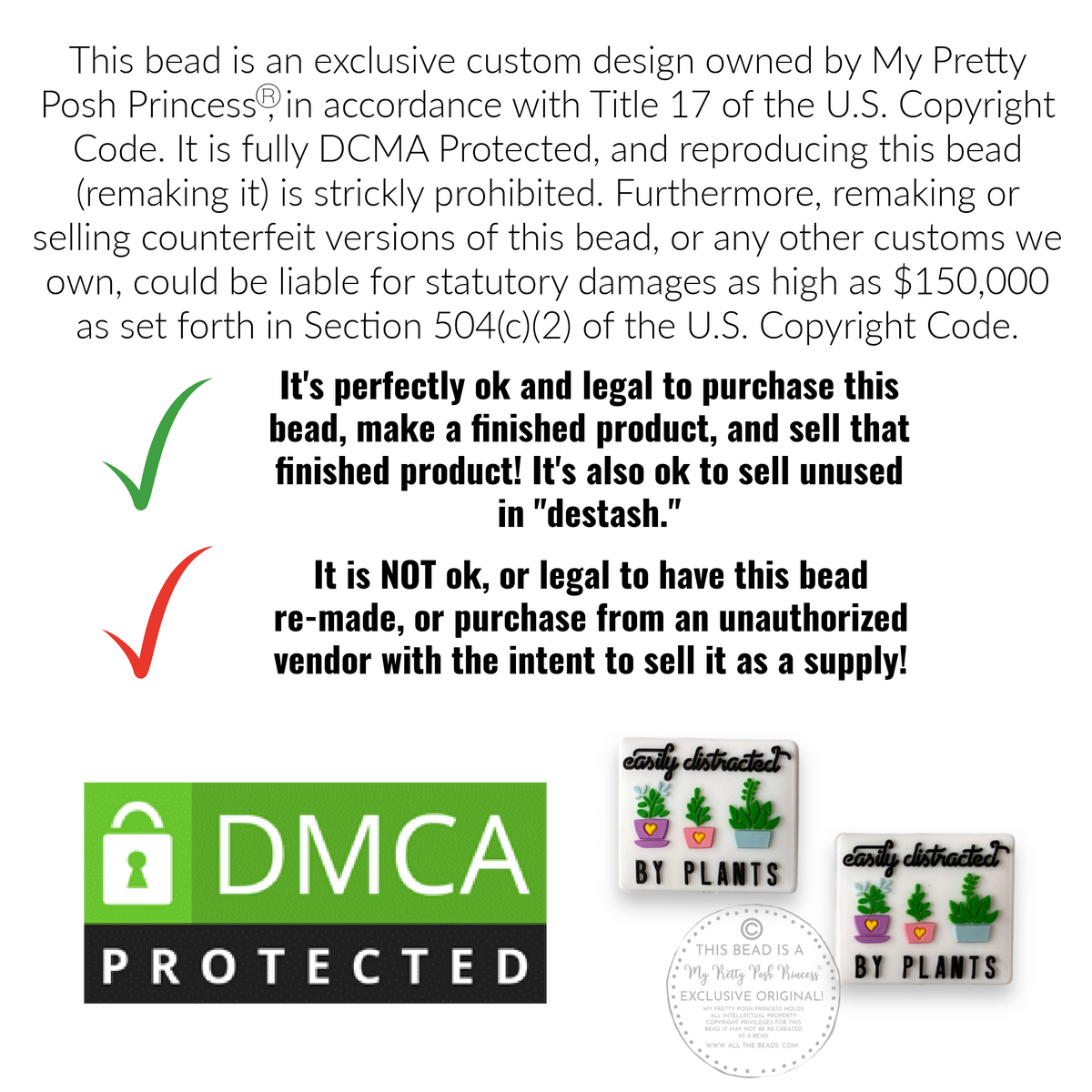 h949- "Easily Distracted By Plants"  Exclusive  Focal Bead Silicone (1 Count)