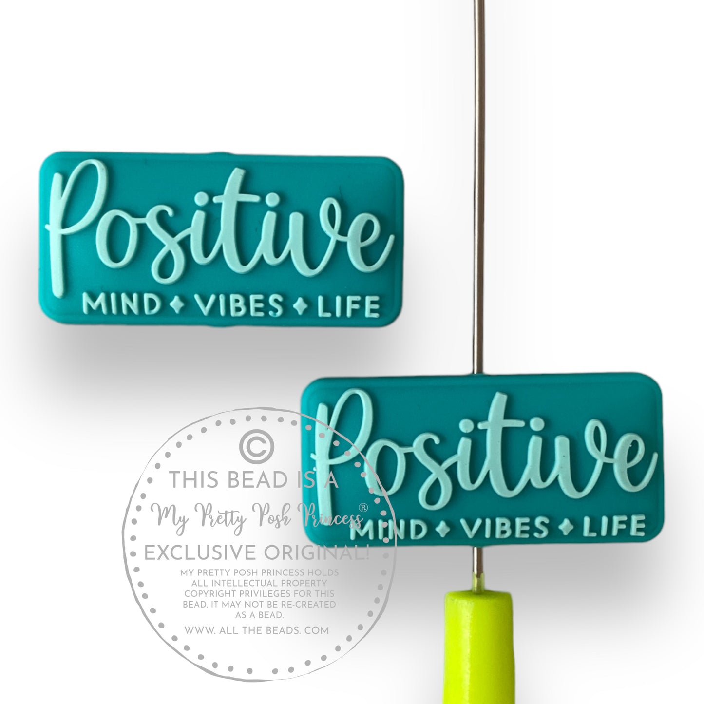 e548 - "Positive Mind Vibes Life"  Exclusive (1 Count) Focal Bead Silicone