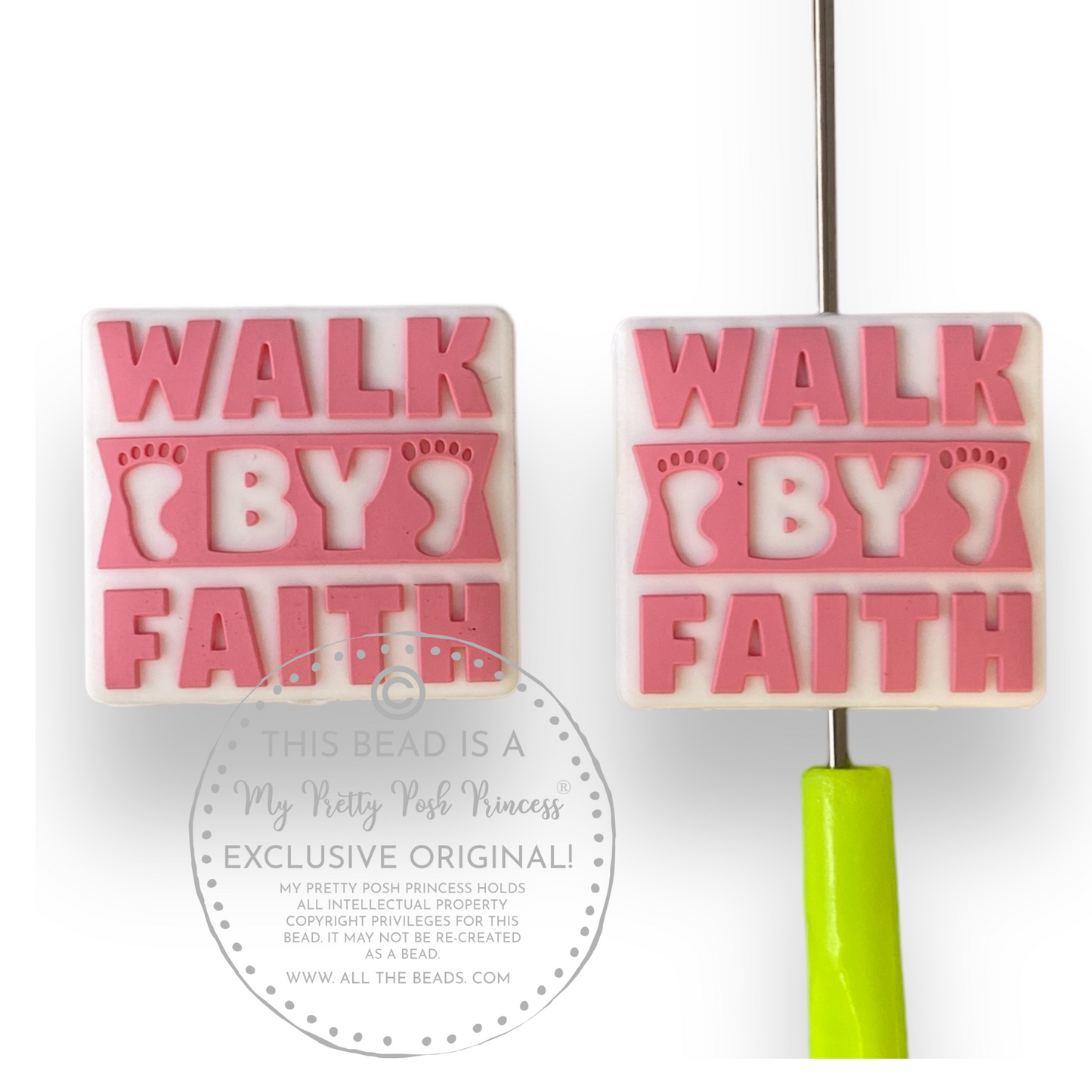 e602 - "Walk By Faith"  Exclusive  Focal Bead Silicone (1 Count)