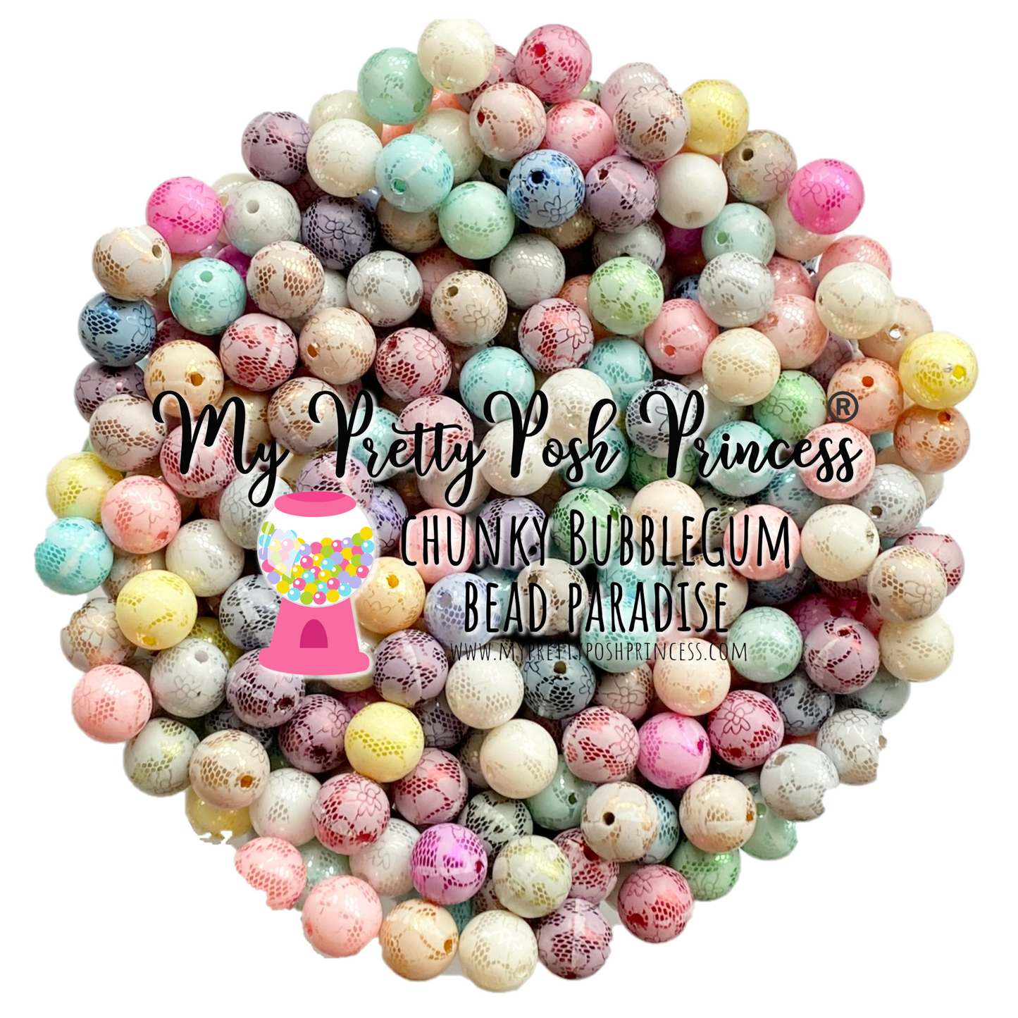 K- 558- 12mm Lace Pearls Mixed  100 Count Beads