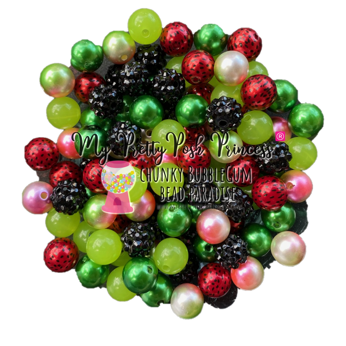 20-M68- 20mm "Watermelon Picnic" (50 Count) Bead Pack