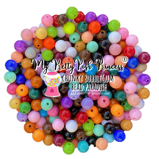 K- 545 - 12mm Solid Mixed 100-110 Count Acrylic Beads