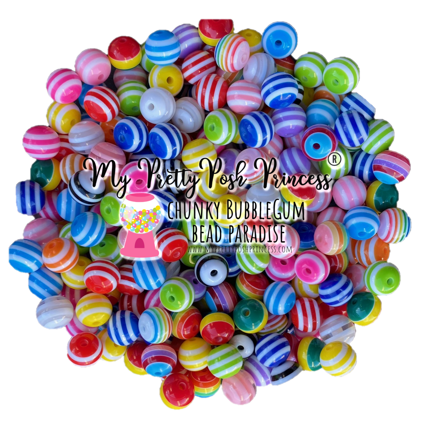 K- 567- 12mm Stripes Mixed  100 Count Beads