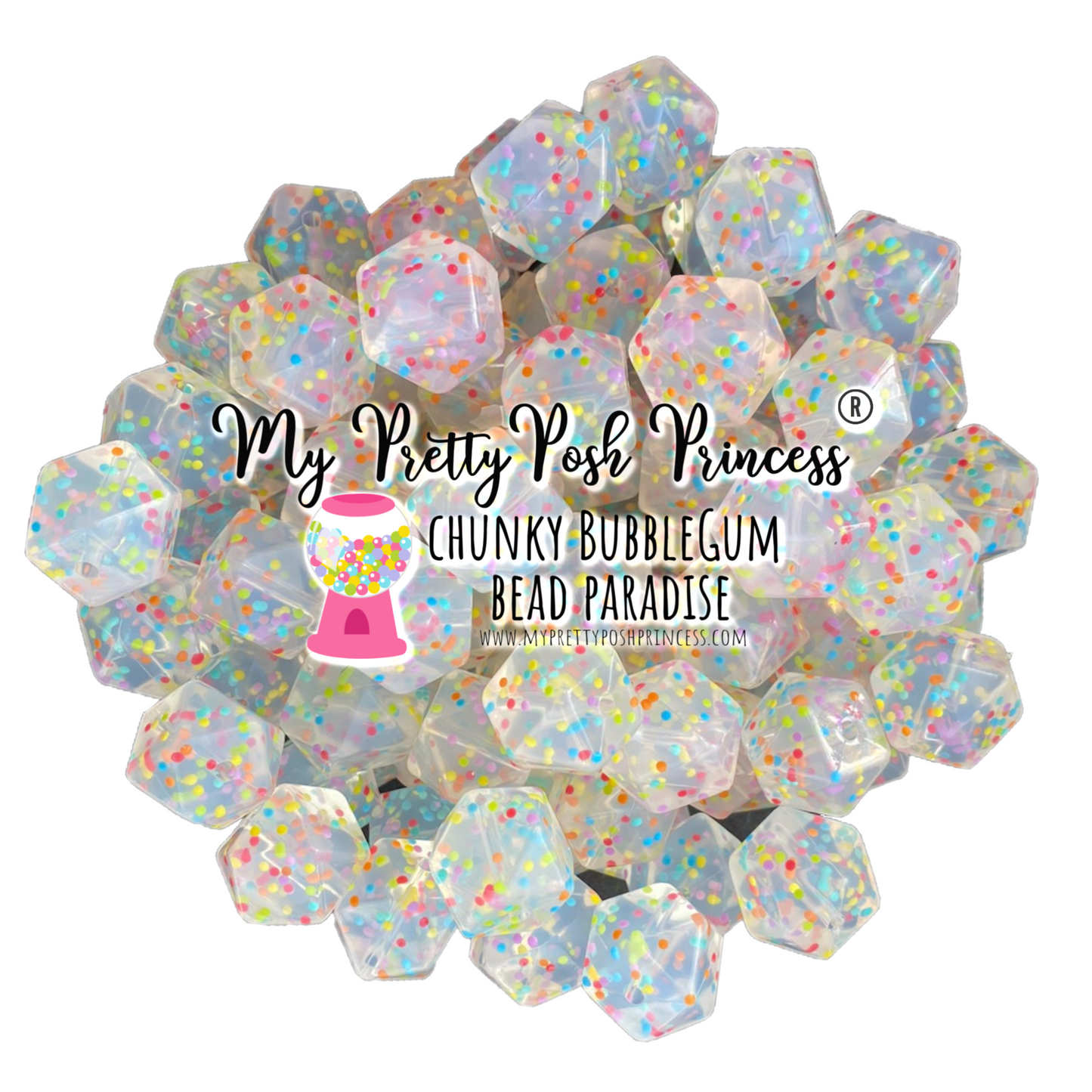 T41- 17mm "Confetti" Hexagon Silicone Beads