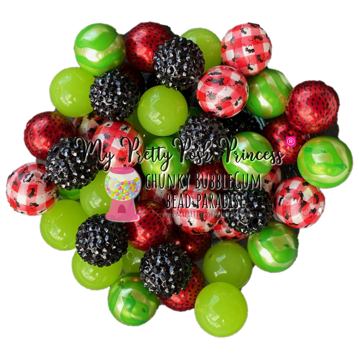 20-M68- 20mm "Watermelon Picnic" (50 Count) Bead Pack