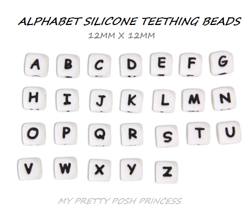 Silicone Wholesale--Mix & Match--Silicone Alphabet Beads--50 – USA Silicone  Bead Supply Princess Bead Supply