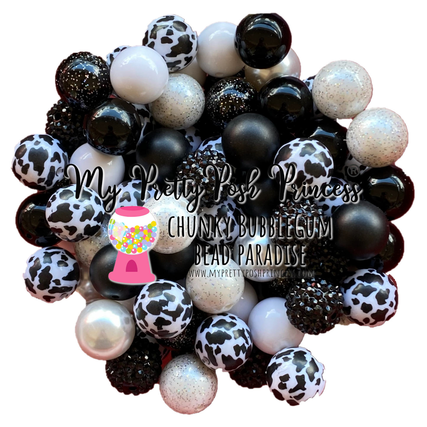 20-M69- 20mm "Cow" (50 Count) Acrylic Bead Pack