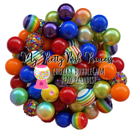 20-M49- 20mm "Rainbow" (50 Count) Acrylic Bead Pack