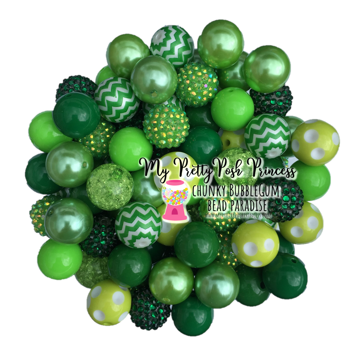 20- M21-  20mm Green (50 Count) Acrylic Bead Pack