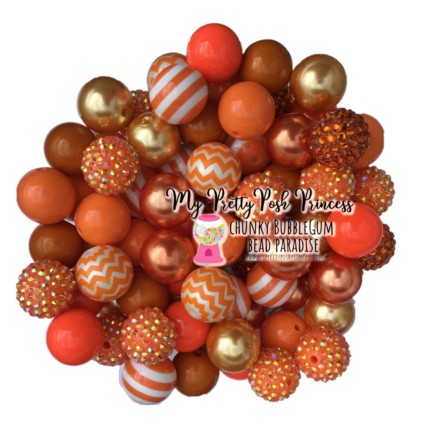 20-M5- 20mm "Orange"  (50 Count) Acrylic Bead Pack