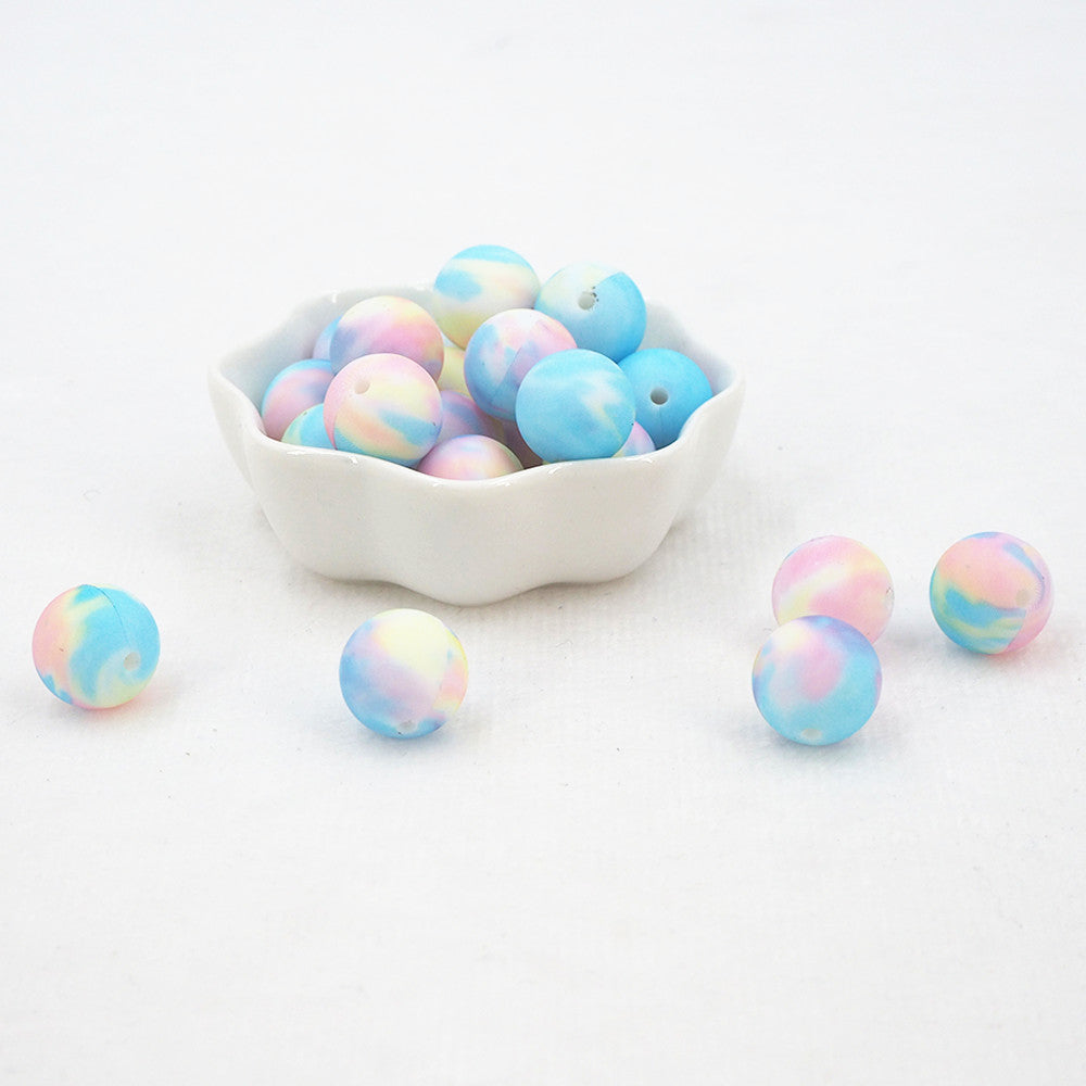 #712 - 15mm "Rainbow”  Silicone  Beads