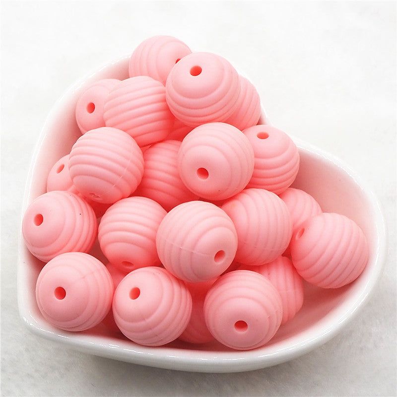 15mm Peach Silicone Beads, Pink Round Silicone Beads, Beads