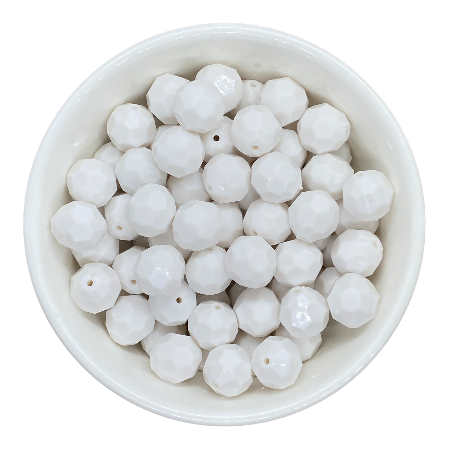 W532- 20mm White Faceted Acrylic Beads (1 Count)