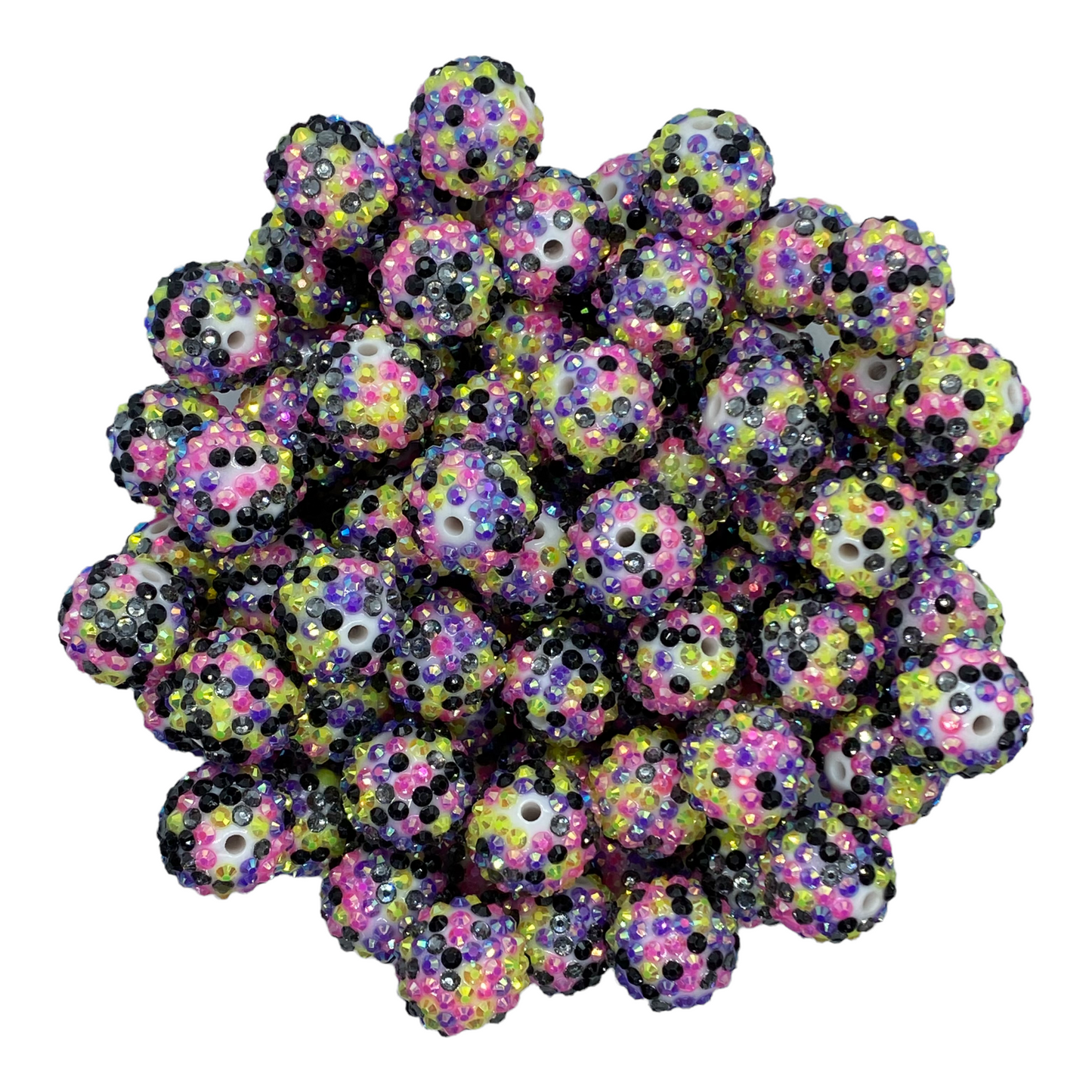 #1057 -R178- 20mm Pink Halloween Confetti Rhinestone  Beads (1 Count)