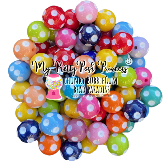 K- 528- 20mm Polka Dot Acrylic 100 Count Beads Mix