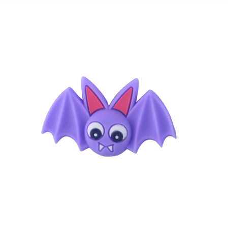 h833 - Purple Bat 38mm x 24mm Silicone Focal Bead (1 Count)