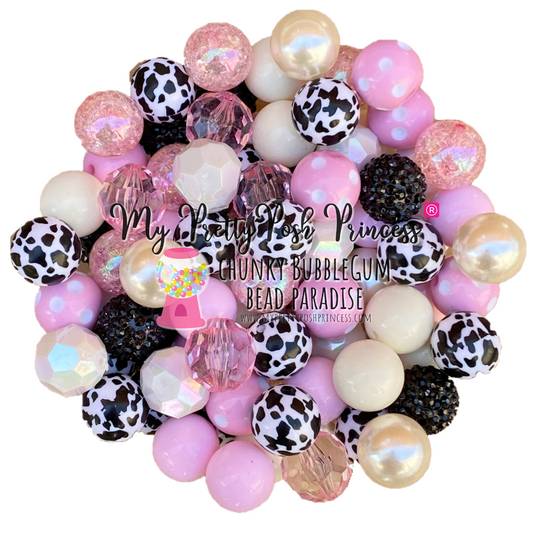 20-M26- 20mm  "Strawberry Moo" (50 Count) Acrylic Bead Pack