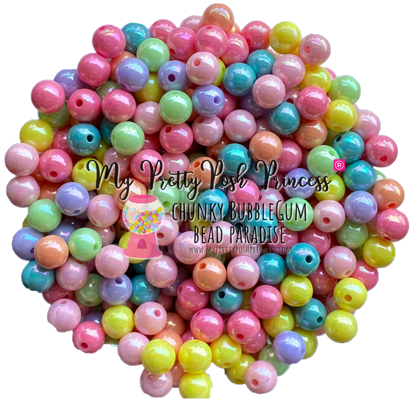 K-550- 12mm Pastel AB Solids Mixed 100 Count Beads