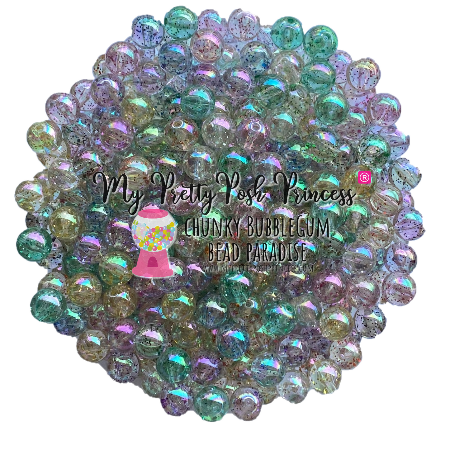 K-560- 12mm Glitter Jellies Mixed 100 Count Beads