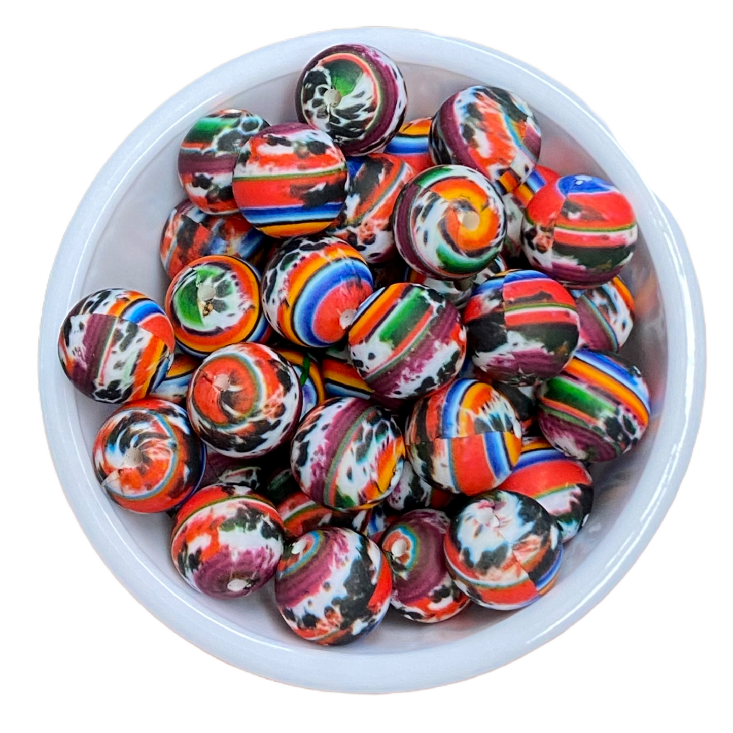 A-6045- 15mm “Serape Moo” MPPP Designed Silicone Beads