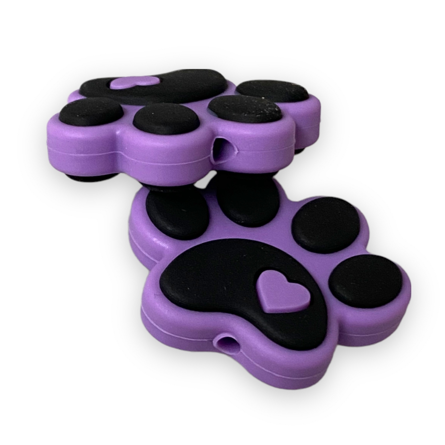 X295 - “Purple Paw"  Focal (1 Count) Bead Silicone