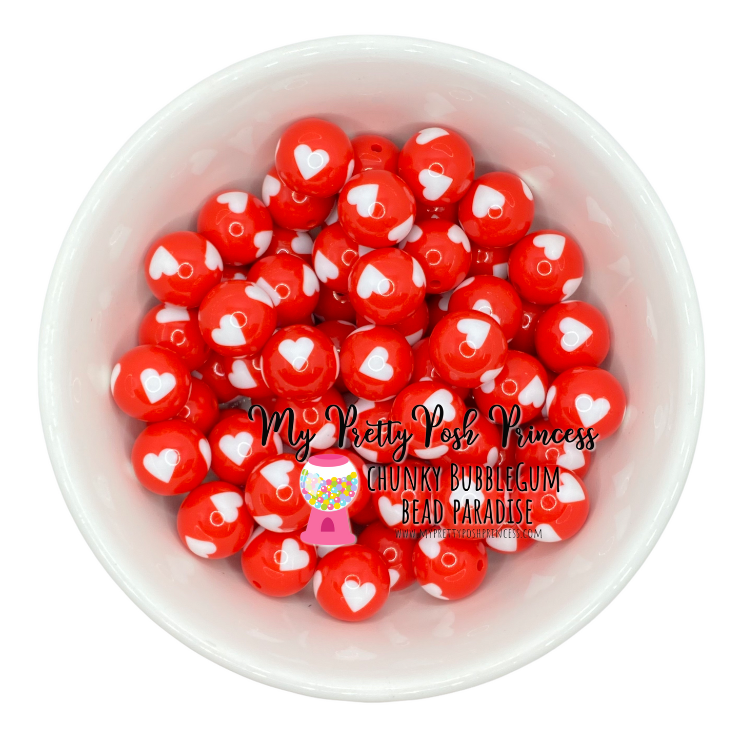 pt53- 12mm  Red Heart Acrylic  Beads (20 Count)